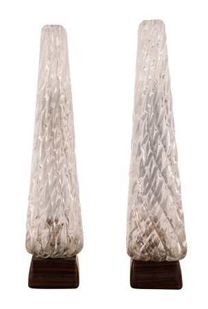  
Coppia di lampade da tavolo in cristallo a forma piramidale Anni '40
 cm 50x10x10