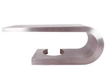 Marzio Cecchi ( Capalle  (Firenze), 01/03/1940 - New York, 1990) 
Tavolo Desk Diapason in acciaio satinato per Studio Most  Anni '70
 