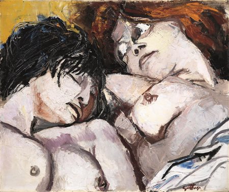 Renato Guttuso(Bagheria 1912 - Roma 1987)LE AMICHEolio su tela, cm...