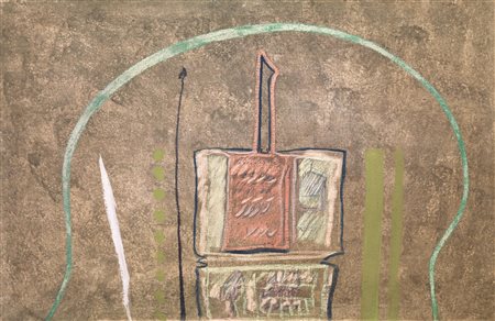 Riccardo Licata(Torino 1929)MONUMENTOolio su tela, cm 65x100firmato e...