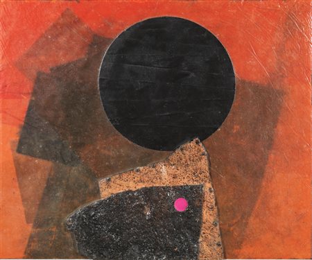 Roberto Crippa(Milano 1921 - Bresso 1972)SOLE NEROcollage di sughero e carte...