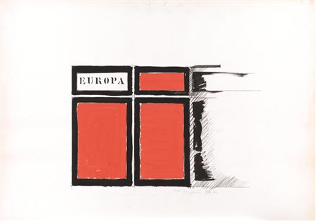 Tano Festa(Roma 1935 - 1988)EUROPA matita grassa e acrilico su carta, cm...