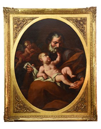 Ambito di Marcantonio Franceschini SAN GIUSEPPE E IL BAMBINO olio su tela, cm...