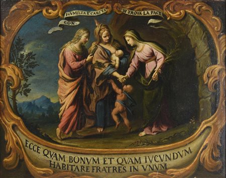 Scuola Italiana del XVII secolo ALLEGORIA DELL'UMILTA', CARITA' E PACE olio...
