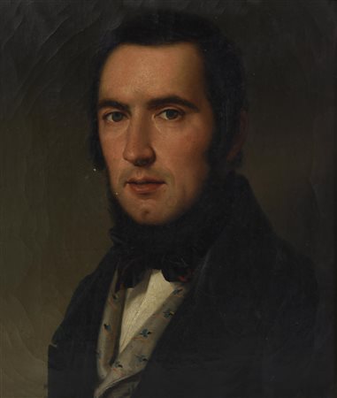 Scuola Lombarda del XIX secolo RITRATTO MASCHILE olio su tela, cm 40x35