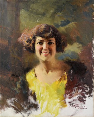 Giuseppe Palanti RITRATTO FEMMINILE olio su tela, cm 75x60 firma