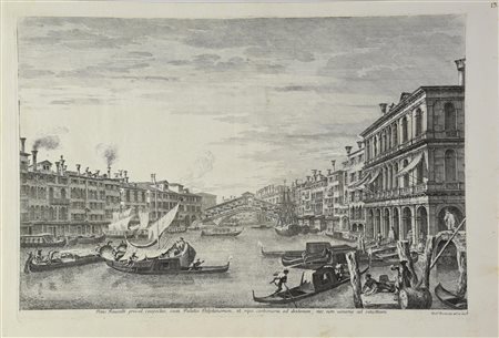 Michele Marieschi IL PONTE DI RAILTO DA SUD acquaforte, cm 32x46,5, su foglio...