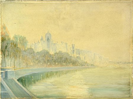 A firma Emile Claus VEDUTA olio su tela, cm 30x41 sul retro: iscritto Emile...