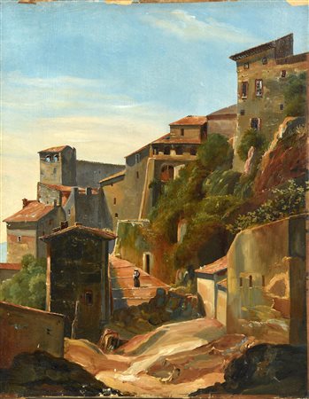 A firma Ercole Gigante BORGO ARROCCATO olio su tela, cm 43x35 firma L'opera...