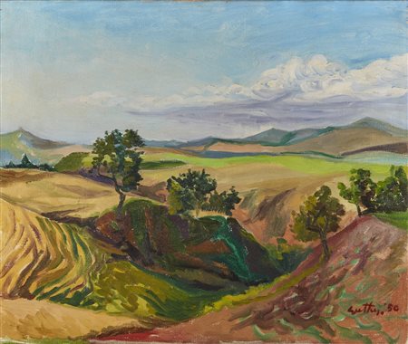 GUTTUSO RENATO (1912 - 1987) - Paesaggio della campagna romana.