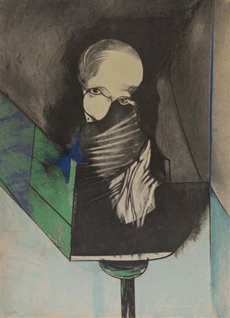 Gianni Dova (Roma 1925 – Pisa 1991), “Studio di una testa romana”.