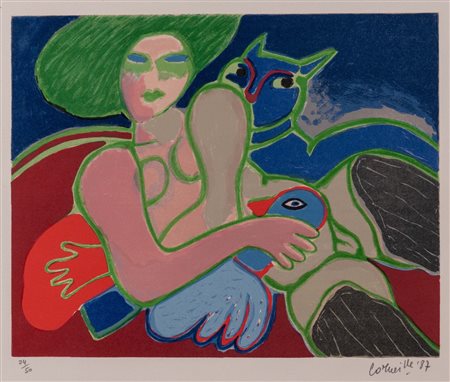 Guillaume Cornelis van Beverloo detto Corneille (Liegi 1922 – Auvers-sur-Oise 2010), “Senza titolo”, 1987.