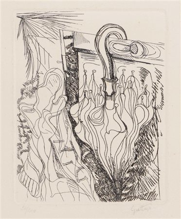 Renato Guttuso (Bagheria 1911 - Roma 1987), “L’ombrello”.