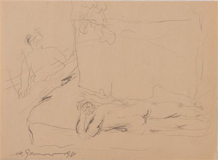 Mimmo Germanà (Catania 1944 - Busto Arsizio 1992), “Due figure”, 1981.