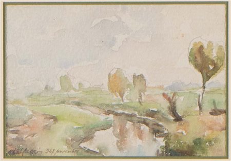 Carlo Corsi (Nizza 1879 - Bologna 1966), “Paesaggio”, 1947.