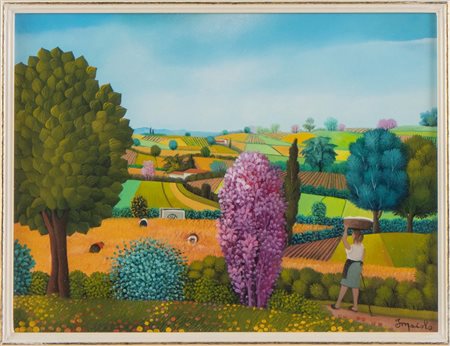 Francesco Maiolo (Nardo di Pace 1940 – Piossasco 2013), “Paesaggio estivo”, 1987.