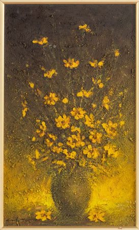 Carlo Tassi (Bondeno 1933 - Ferrara 2011), “Vaso di fiori gialli”.