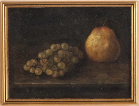 Giulio Fiori (Bologna 1909 – 1991), “Natura morta con uva e pera”.
