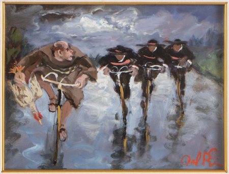 Tonino dal Re (Imola 1924 – 2010), “Frati in bici”.