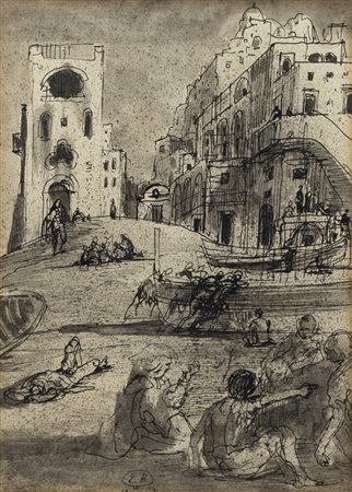 EUGENE BERMAN<BR>San Pietroburgo (Russia) 1899 - 1972 Roma<BR>"Figure al porto"