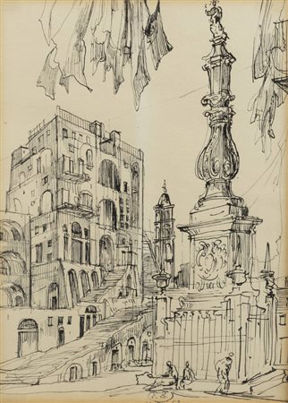 EUGENE BERMAN<BR>San Pietroburgo (Russia) 1899 - 1972 Roma<BR>"Senza titolo" 1953