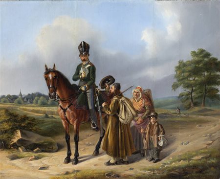 JACOB MUNK<BR>Berlino 1809 - 1885<BR>"La partenza del soldato" 1837