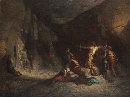 JEAN ADRIEN GUIGNET<BR>Annency (Francia) 1816 - 1854 Parigi<BR>"Esercitazione di tiro con l'arco"