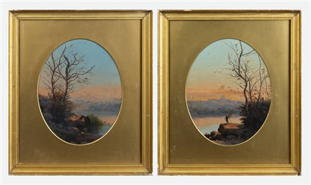 PITTORE ANONIMO<BR>"Coppia di paesaggi"