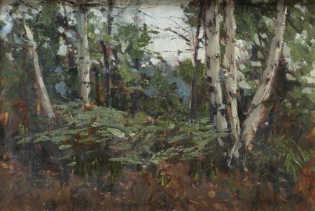 PITTORE ANONIMO<BR>"Paesaggio con betulle"