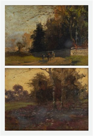 PITTORE ANONIMO<BR>"Coppia di paesaggi"