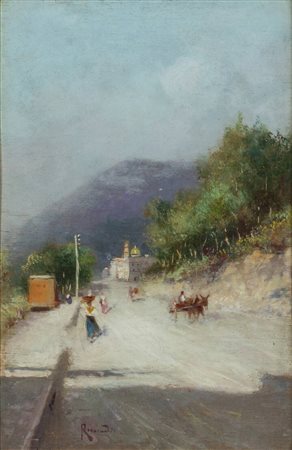 OSCAR RICCIARDI<BR>Napoli 1864 - 1935<BR>"Ritorno dal mercato"