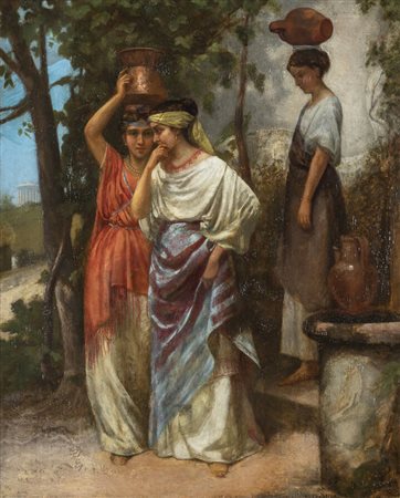 PITTORE ANONIMO DEL XIX SECOLO<BR>"Fanciulle alla fonte"