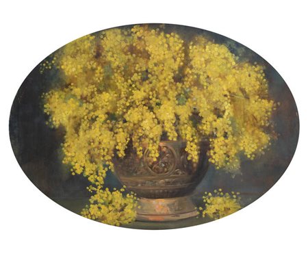 LUIGI SERRALUNGA<BR>Torino 1880 - 1940<BR>"Vaso di mimose"