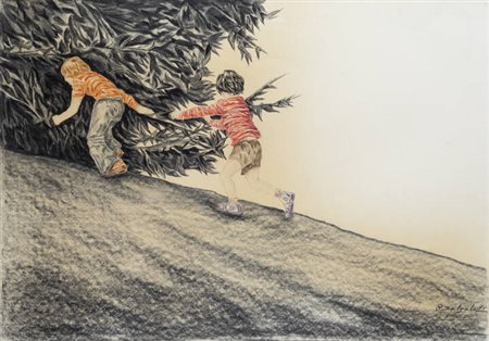 BALZOLA GINO (LUIGI)<BR>Torino 1927 - 1983<BR>"Giochi di bimbi" 1975