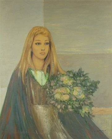 SANDRO LO CASCIO<BR>Torino 1932<BR>"Le azalee" 1980