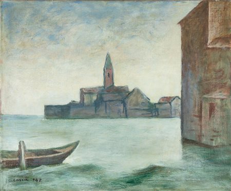 Carlo Carrà, Chiesa in laguna, 1947