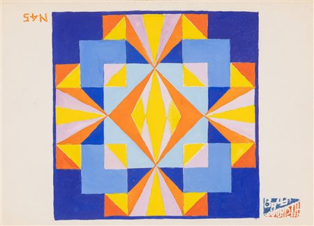 Giacomo Balla, Motivo rispecchiato giallo su bluette, 1925 - 1929