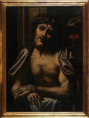 ARTISTA DEL XVIII SECOLO Ecce homo. Olio su tela. Cm 60,00 x 80,00. . Cornice...
