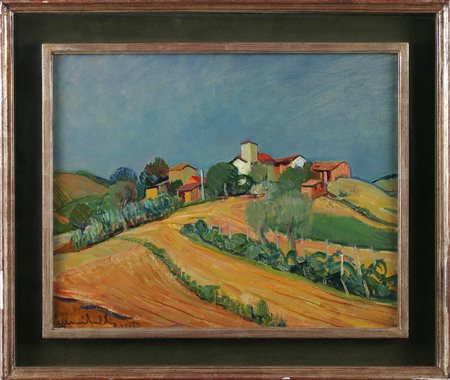 MUSITELLI GIULIO VITO (1901 - 1990) Paesaggio. 1970. Olio su tela . Cm 50,00...
