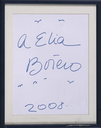 BOTERO FERNANDO (n. 1932) A Elia. 2008. Tecnica mista su carta. Cm 22,50 x...