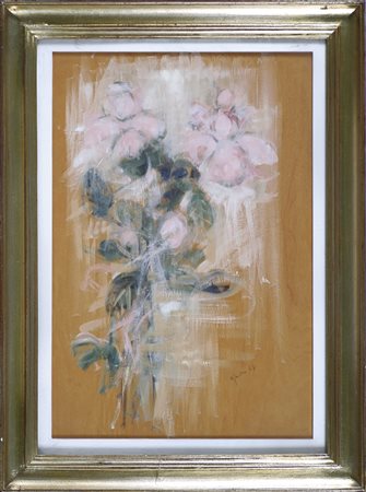 AJMONE GIUSEPPE (1923 - 2005) Fiori. 1967. Olio su tavola. Cm 35,00 x 49,00....