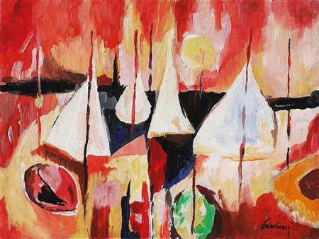 PAULUCCI ENRICO (1901 - 1999) Senza titolo. Olio su tela . Cm 40,00 x 30,00....