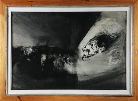 VESPIGNANI RENZO (1924 - 2001) La maternità. 1962. Tecnica mista su cartone....