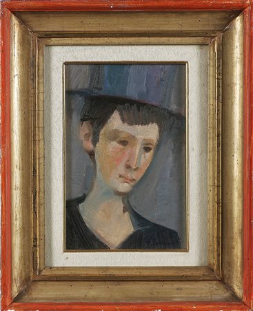 LONGARETTI TRENTO (n. 1916) Testa di ragazzo triste. Olio su tela . Cm 30,00...
