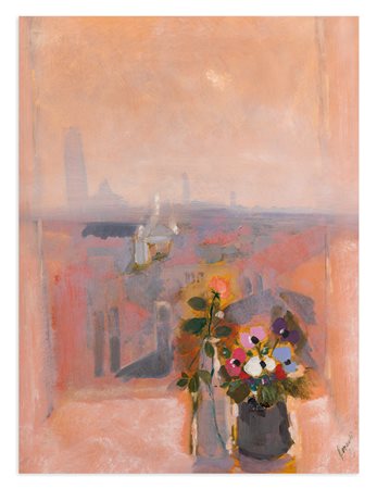 RENATO BORSATO (1927-2013) - Venezia, fiori alla finestra, 1969