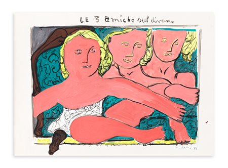 GINO MELONI (1905-1989) - Le tre amiche sul divano, 1976
