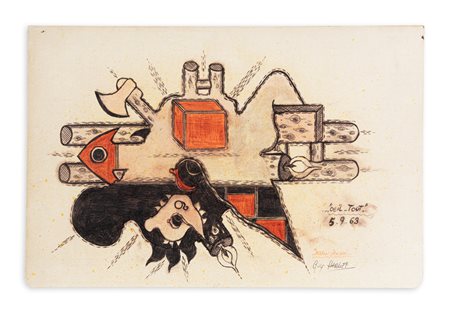 GUY HARLOFF (1933-1991) - Oeil-tout. Dessin poussé, 1963