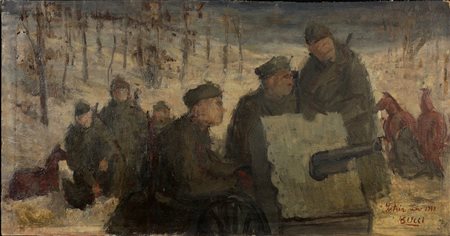 Anselmo Bucci, Soldati sul Carso, 1918