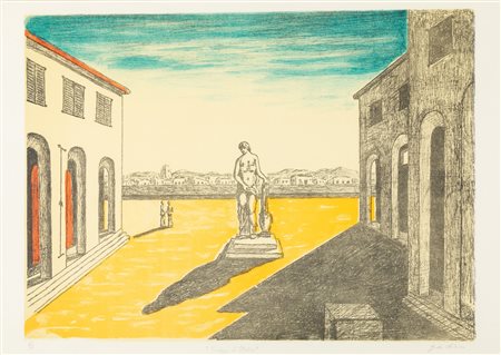 Giorgio De Chirico, Piazza d’Italia con efebo, 1972