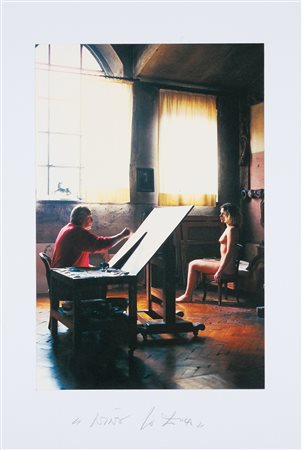 Nino Lo Duca, Bruno Cassinari nel suo studio con modella, 1980